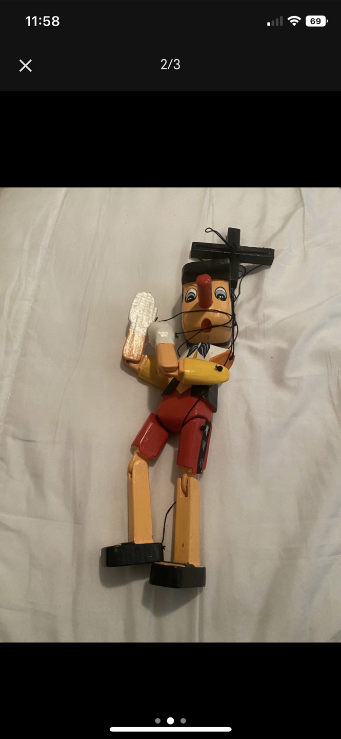 Vintage Wooden Pinocchio Marionette Puppet - photo 2