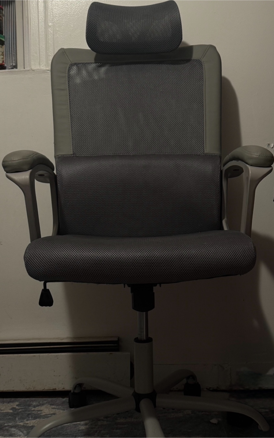 Gray Office Chair with Headrest