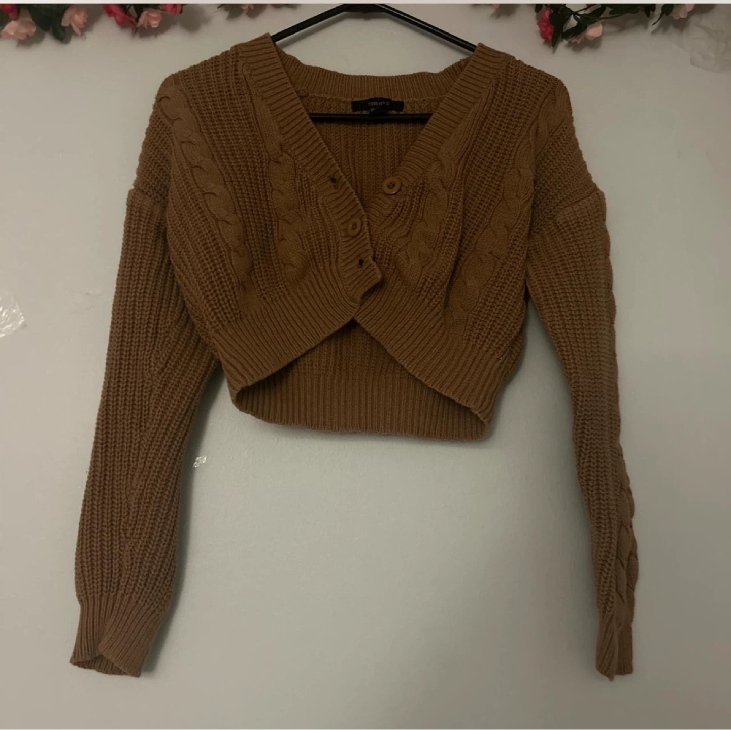 Forever 21 Brown Cropped Cardigan