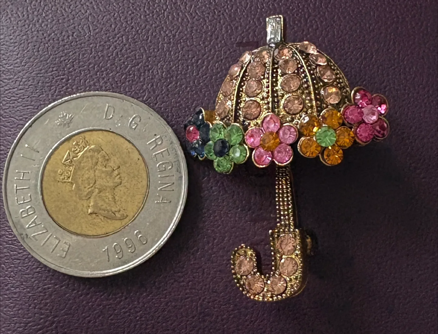 Beautiful Umbrella Brooch with Rhinestones! image indicator(2)