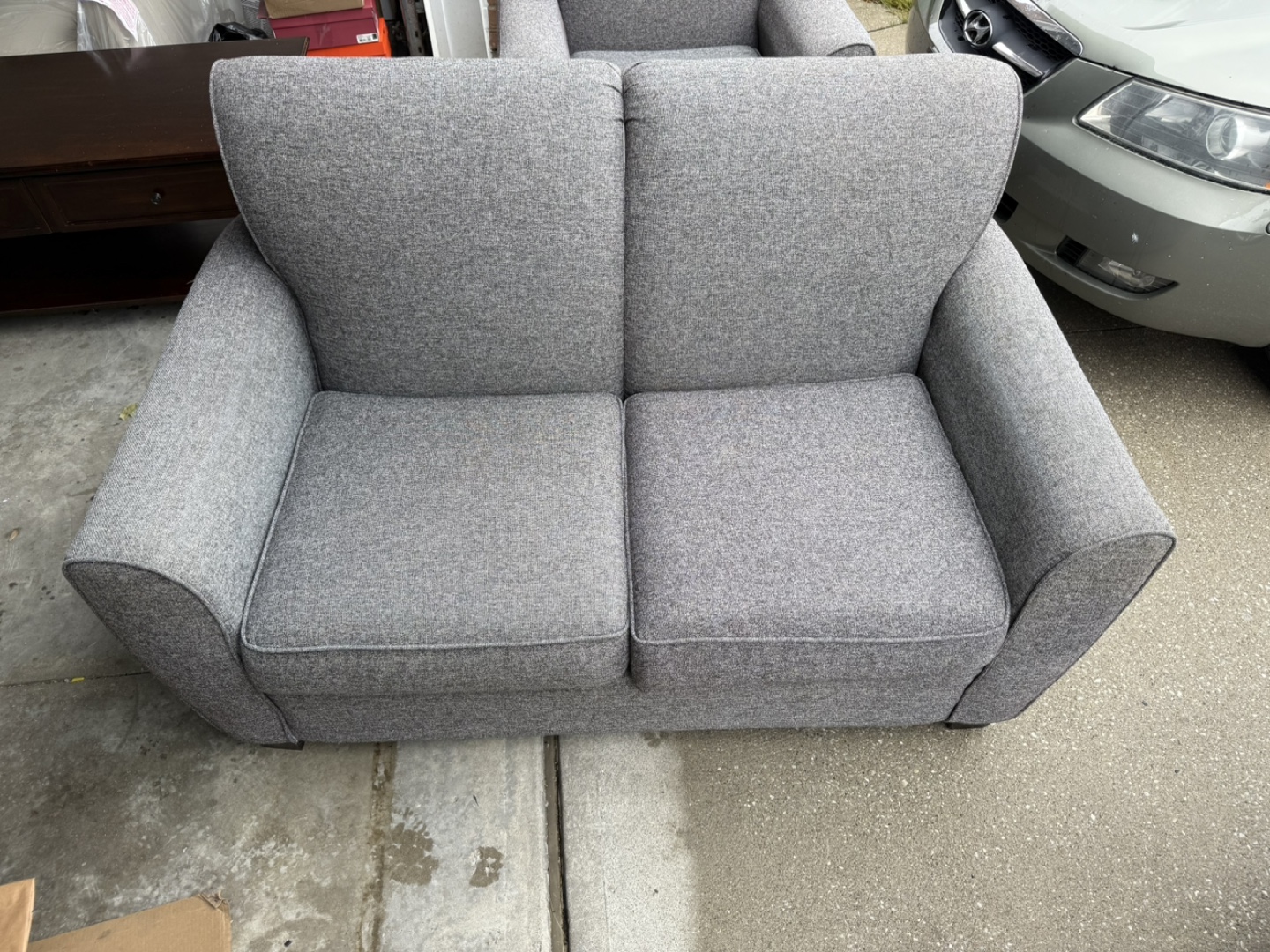 Grey Armchair and Loveseat Set