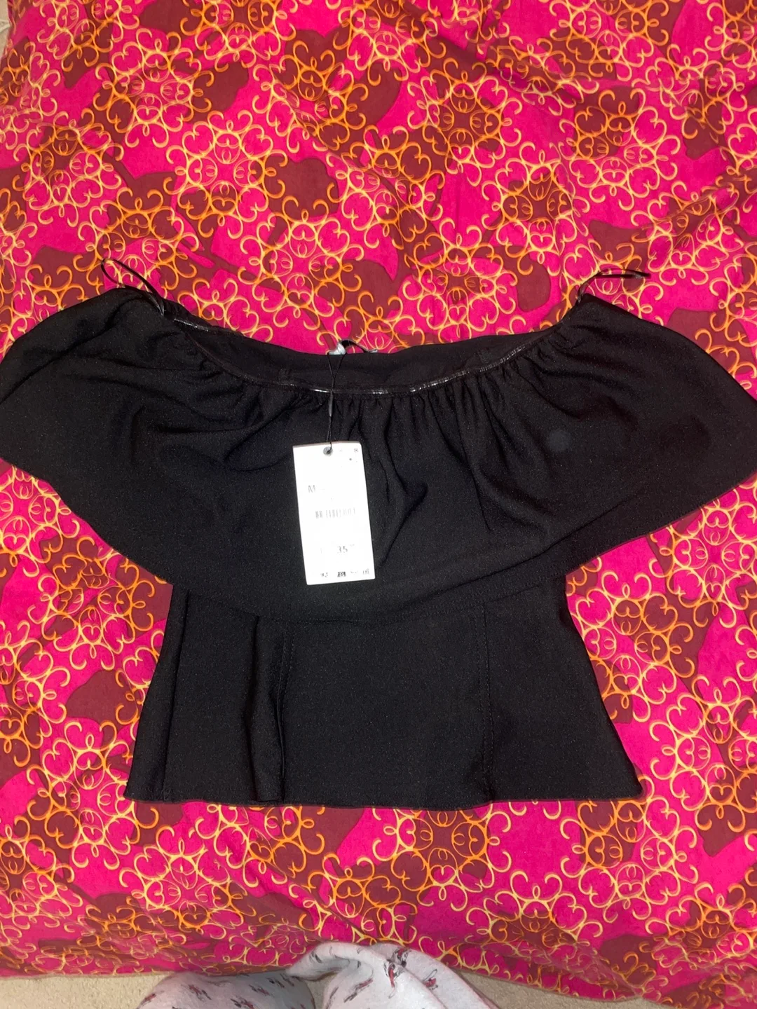Zara Black Off-Shoulder Top - Size M thumbnail