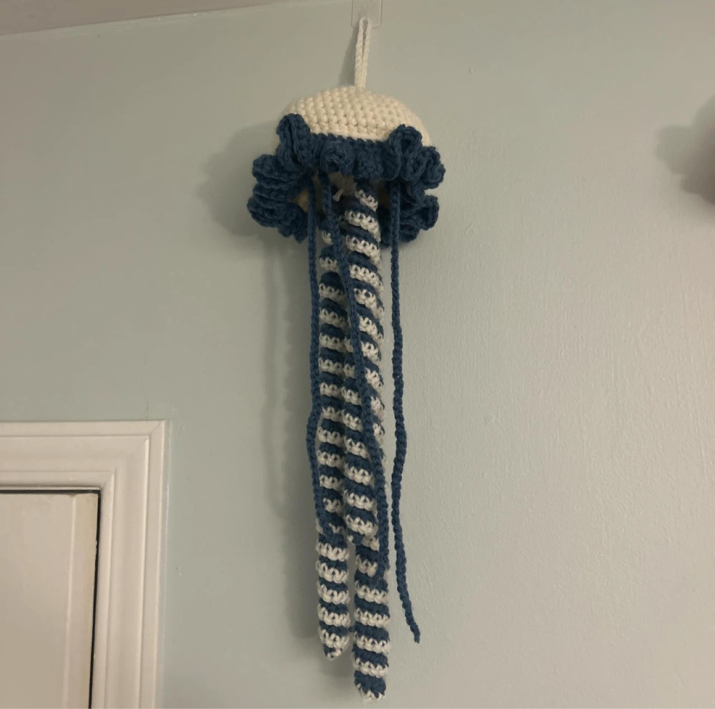 Crochet Jellyfish Wall Hanging - Blue & White