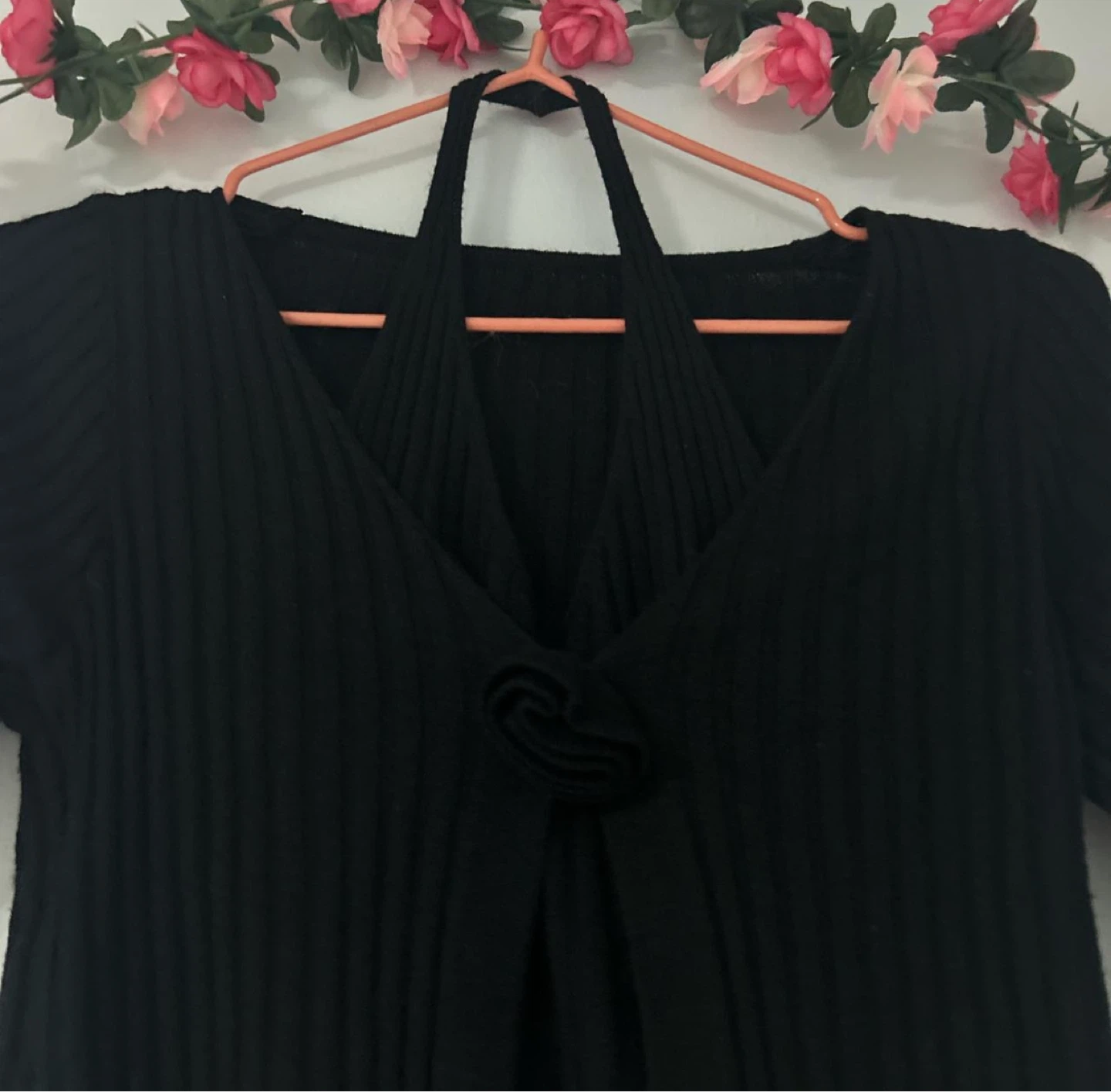 Black Ribbed Long Sleeve Top - photo 2