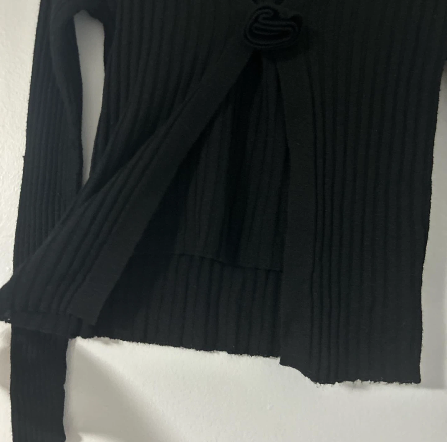 Black Ribbed Long Sleeve Top - photo 3