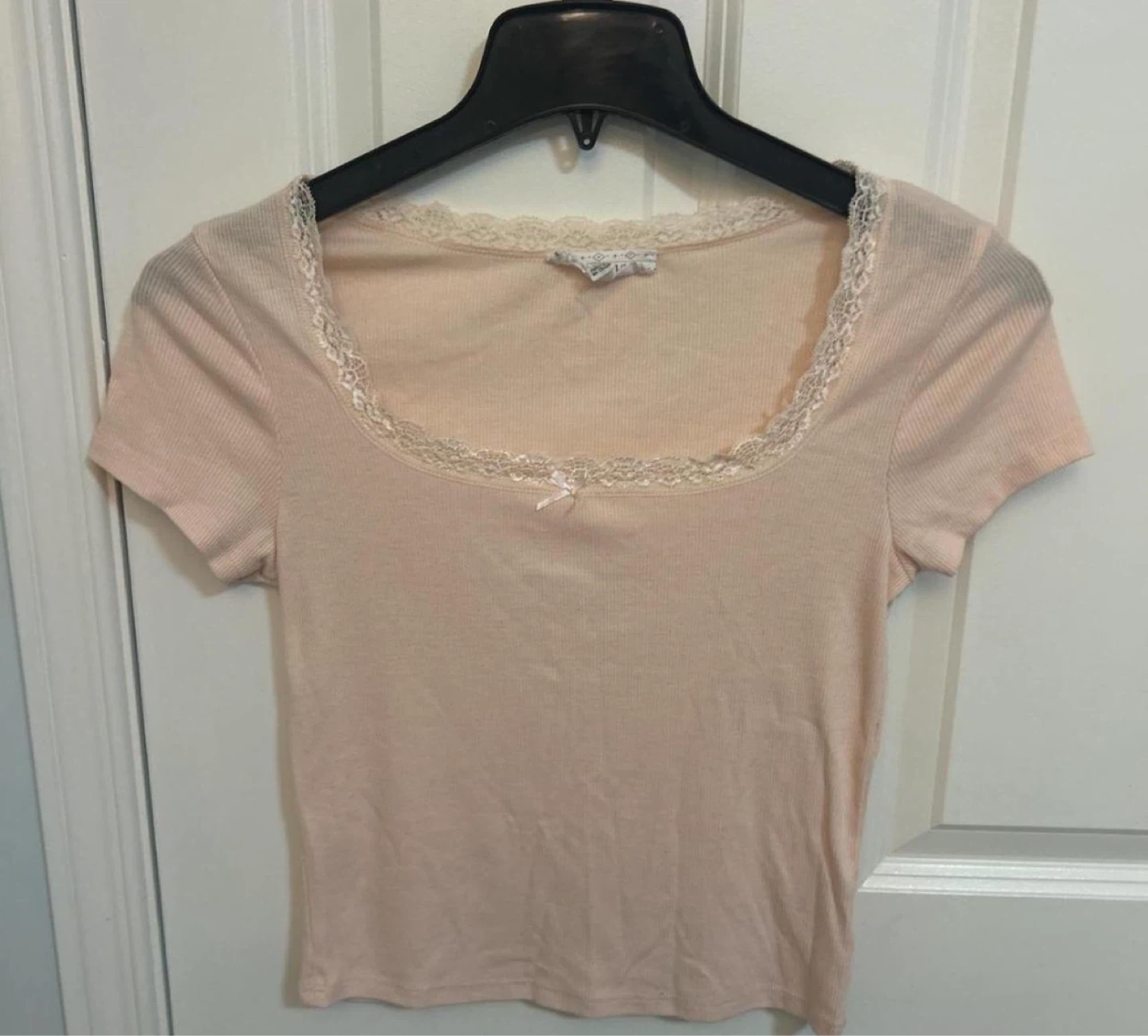 Lace Trim Top - Peach