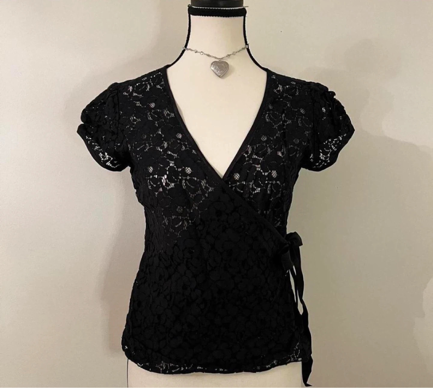 Lace Wrap Top - Black