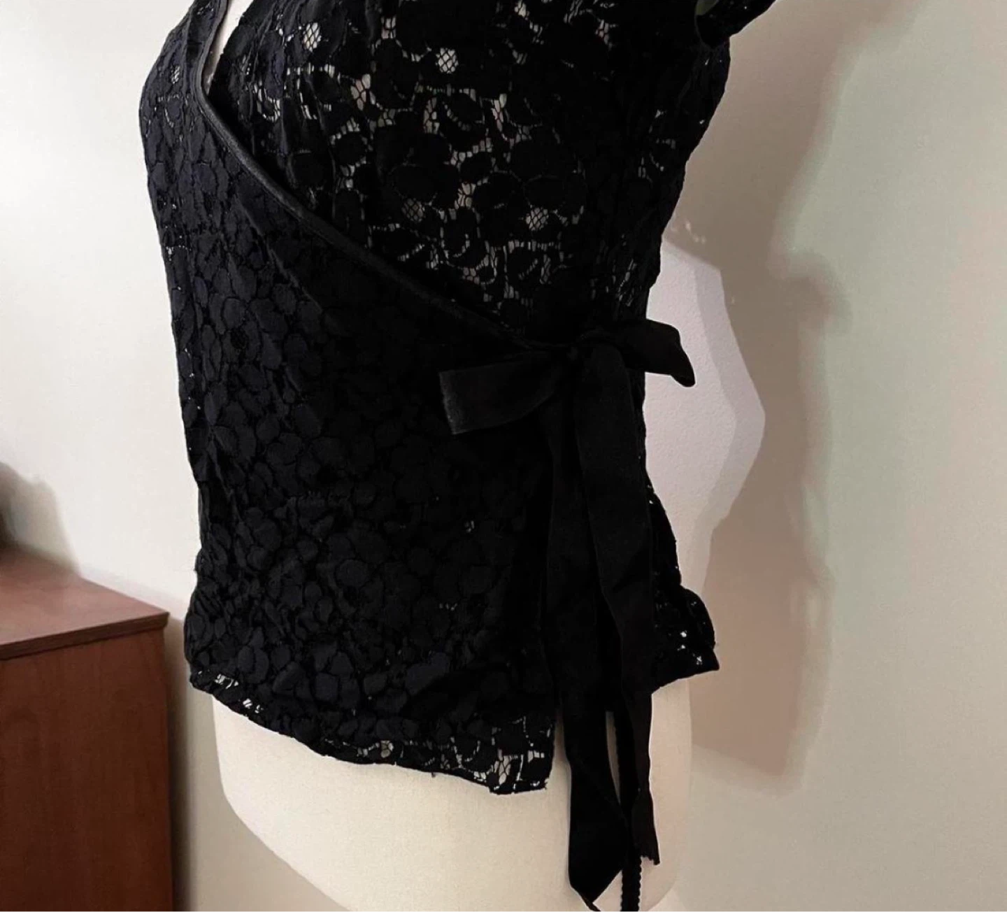 Lace Wrap Top - Black - photo 2