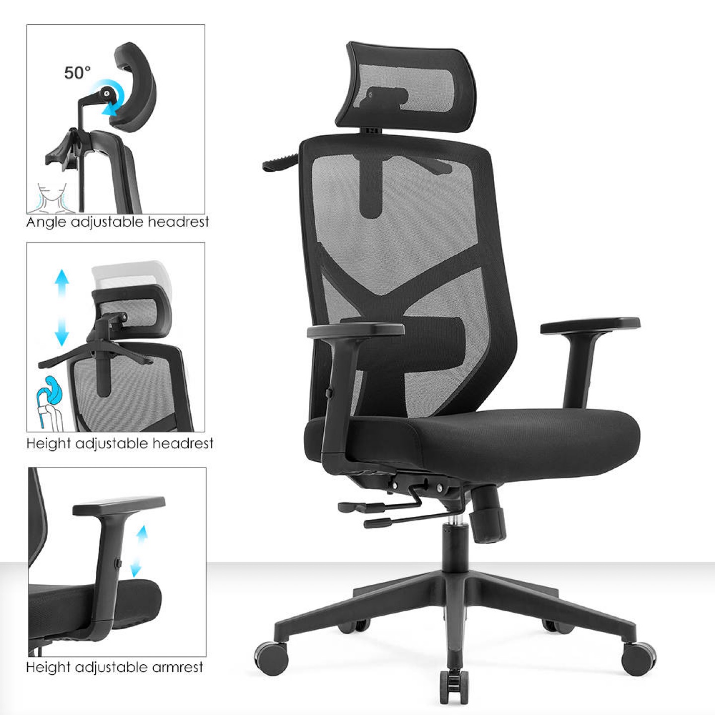 Ergonomic Mesh Office Chair - Black - photo 2