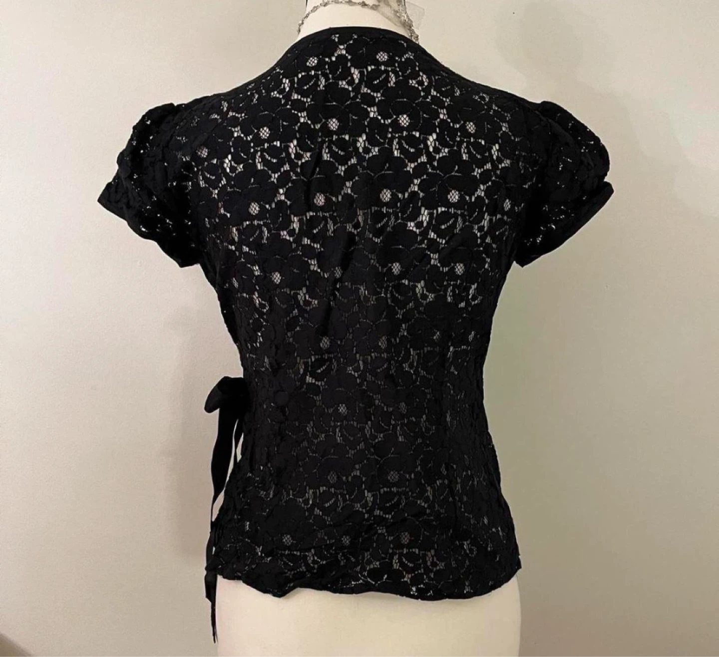 Lace Wrap Top - Black - photo 3