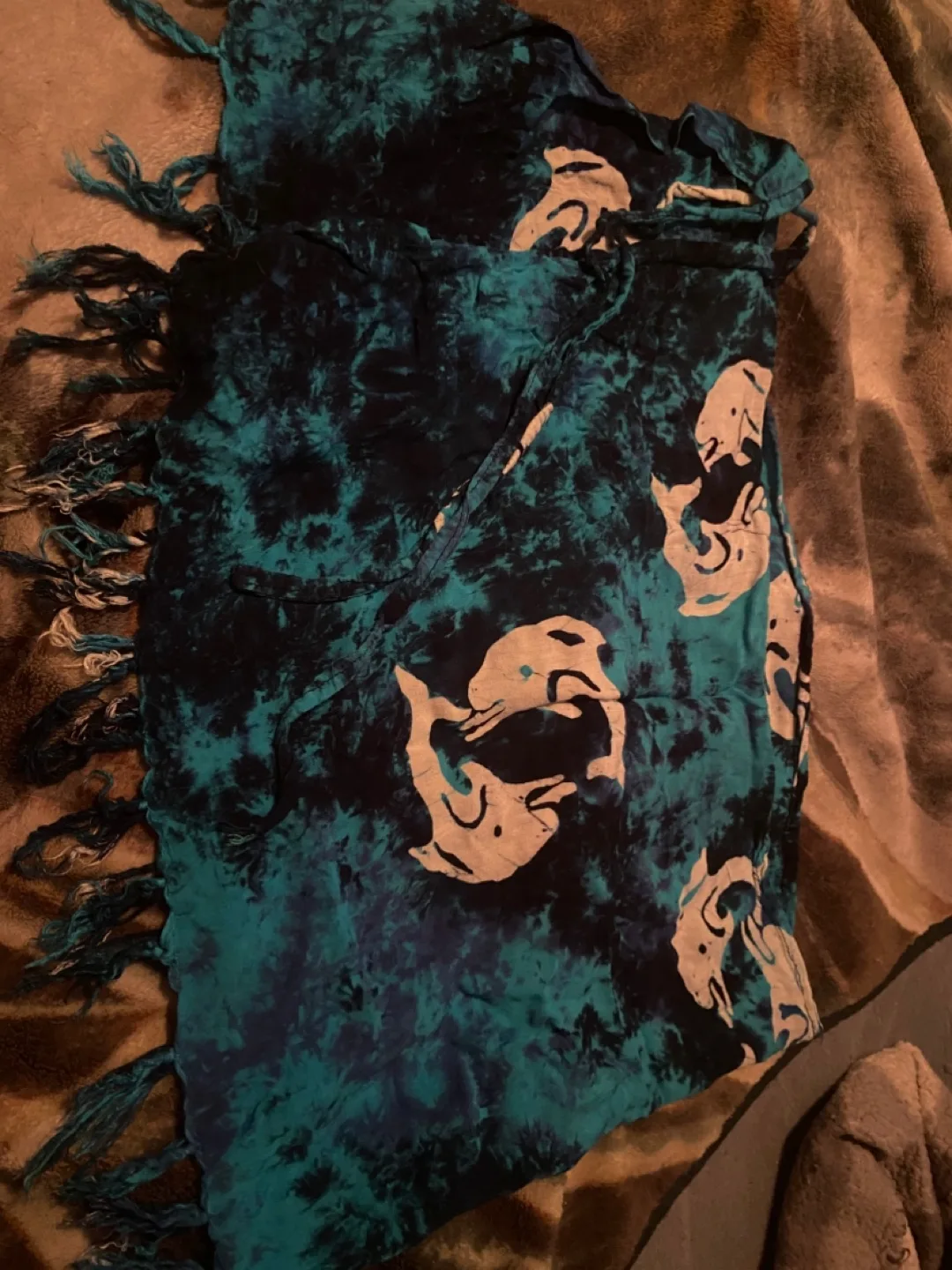 Blue Tie-Dye Sarong with Dolphin Print thumbnail