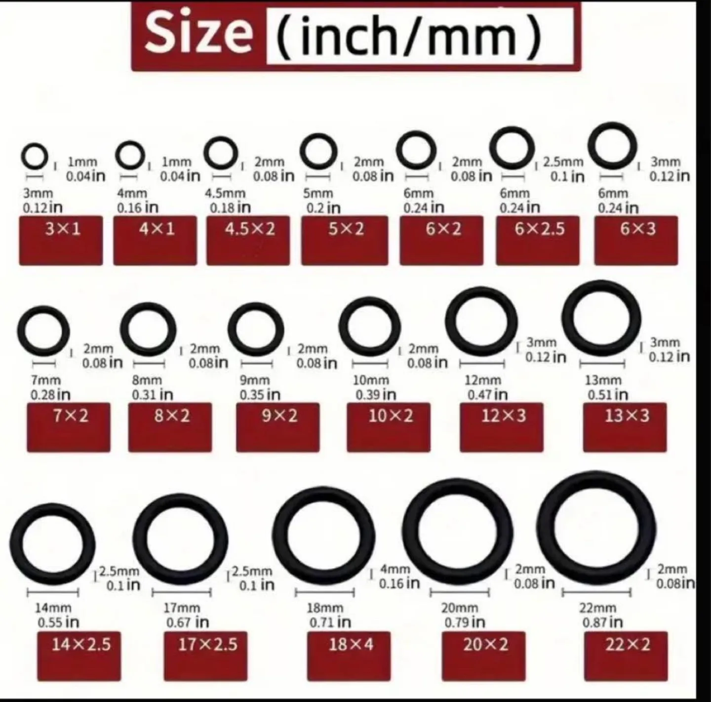 O Ring Kit 225pcs, O Ring Assortment Kit 18 Size image indicator(6)