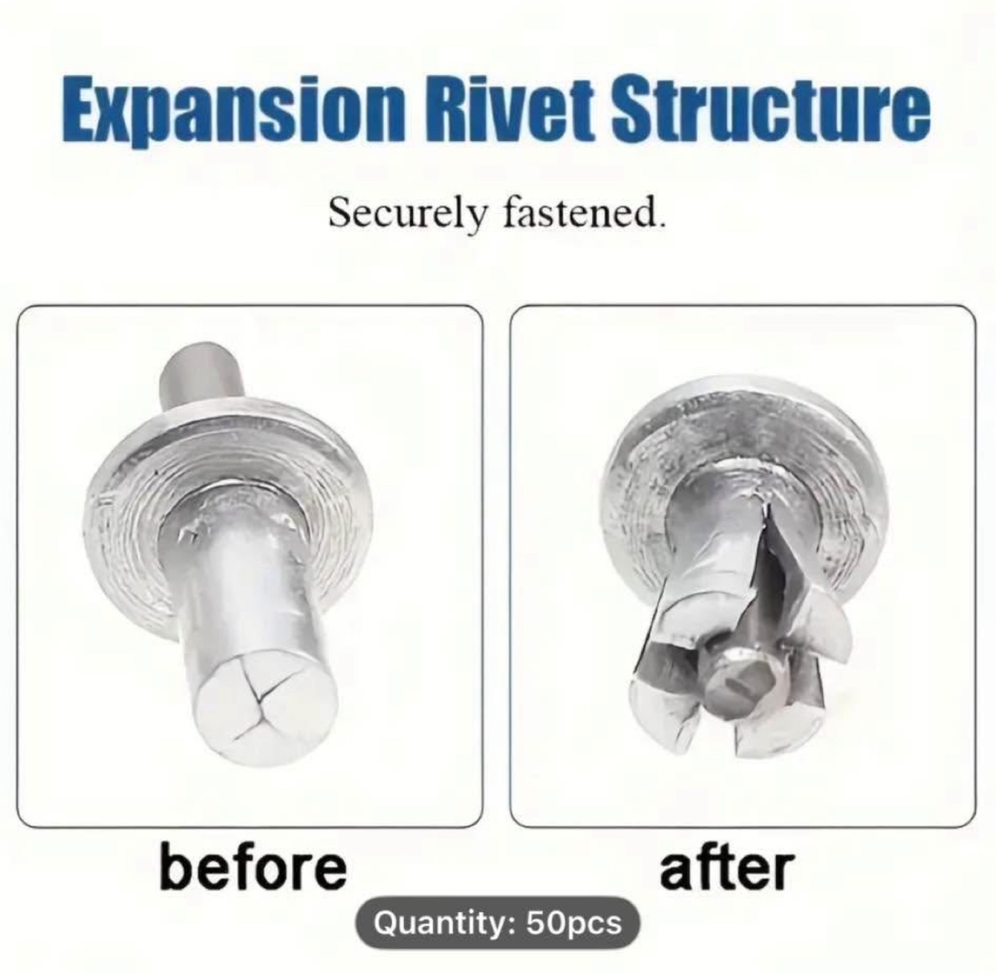 50pcs Aluminum & Stainless Steel Flat Round Head Rivets
