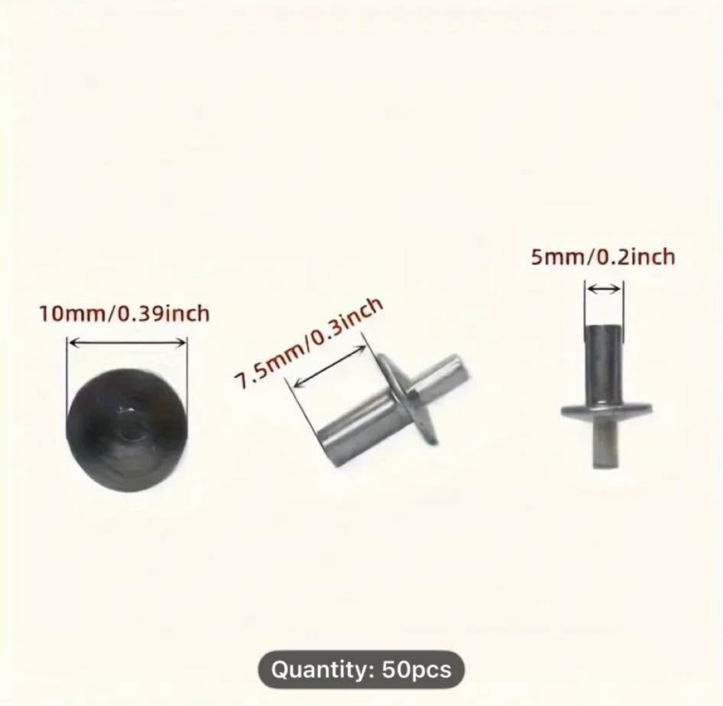 50pcs Aluminum & Stainless Steel Flat Round Head Rivets - photo 3