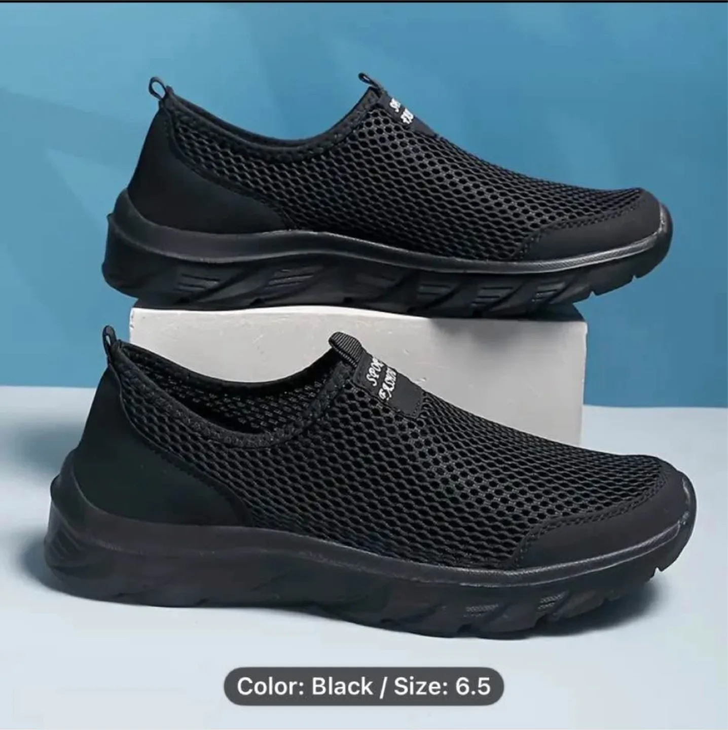 Men's Solid Slip On Sock Shoes Mesh Breathable Low - Size 6.5 thumbnail