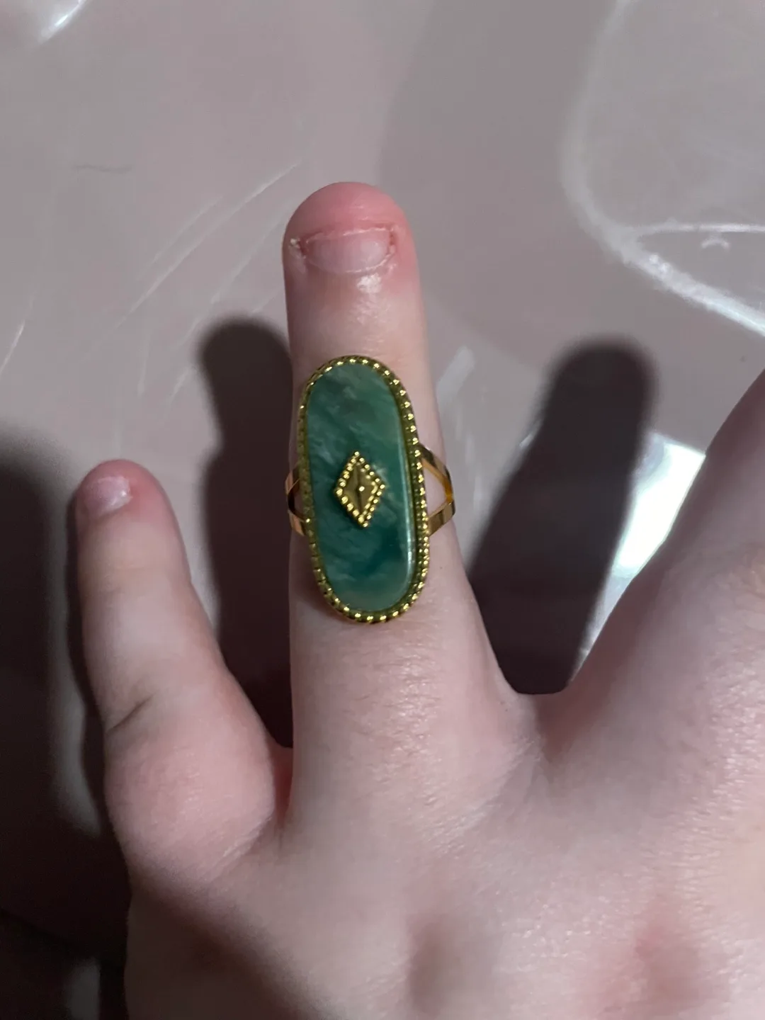 Gold PLATED Jade Ring thumbnail