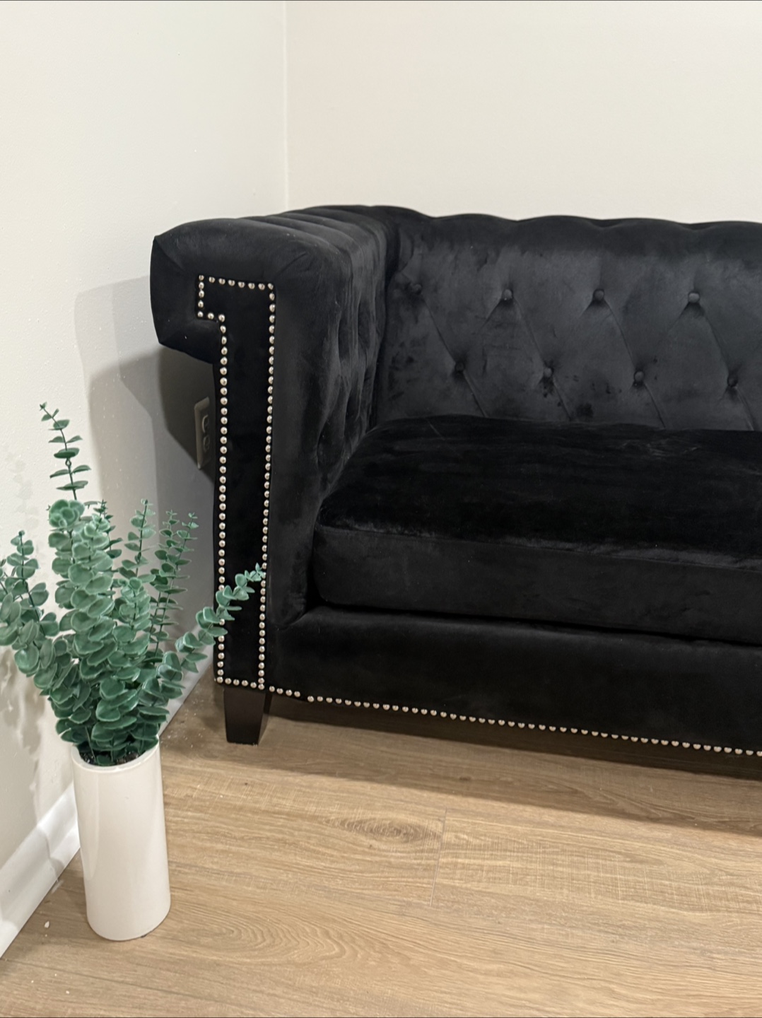 Black Velvet Chesterfield Style Sofa