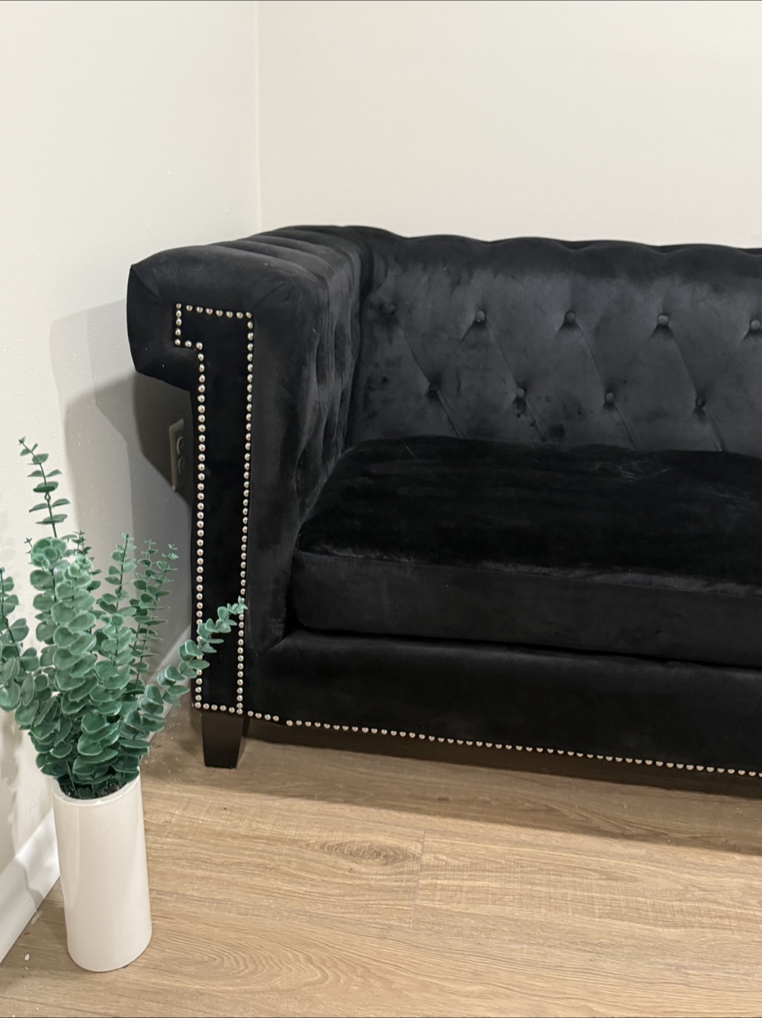 Black Velvet Chesterfield Style Sofa - photo 2