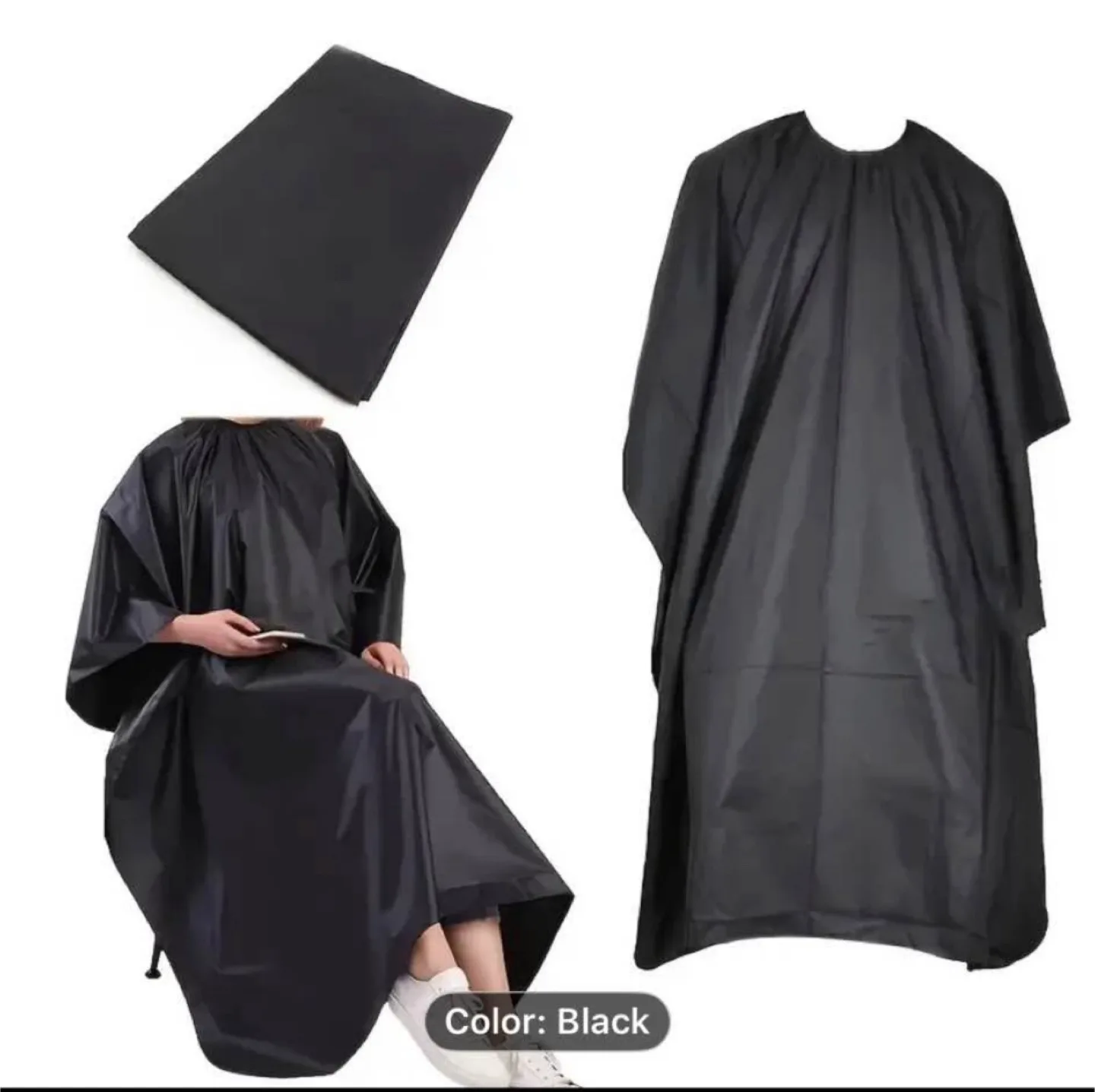 1pc Professional Black Barber Cape image indicator(4)