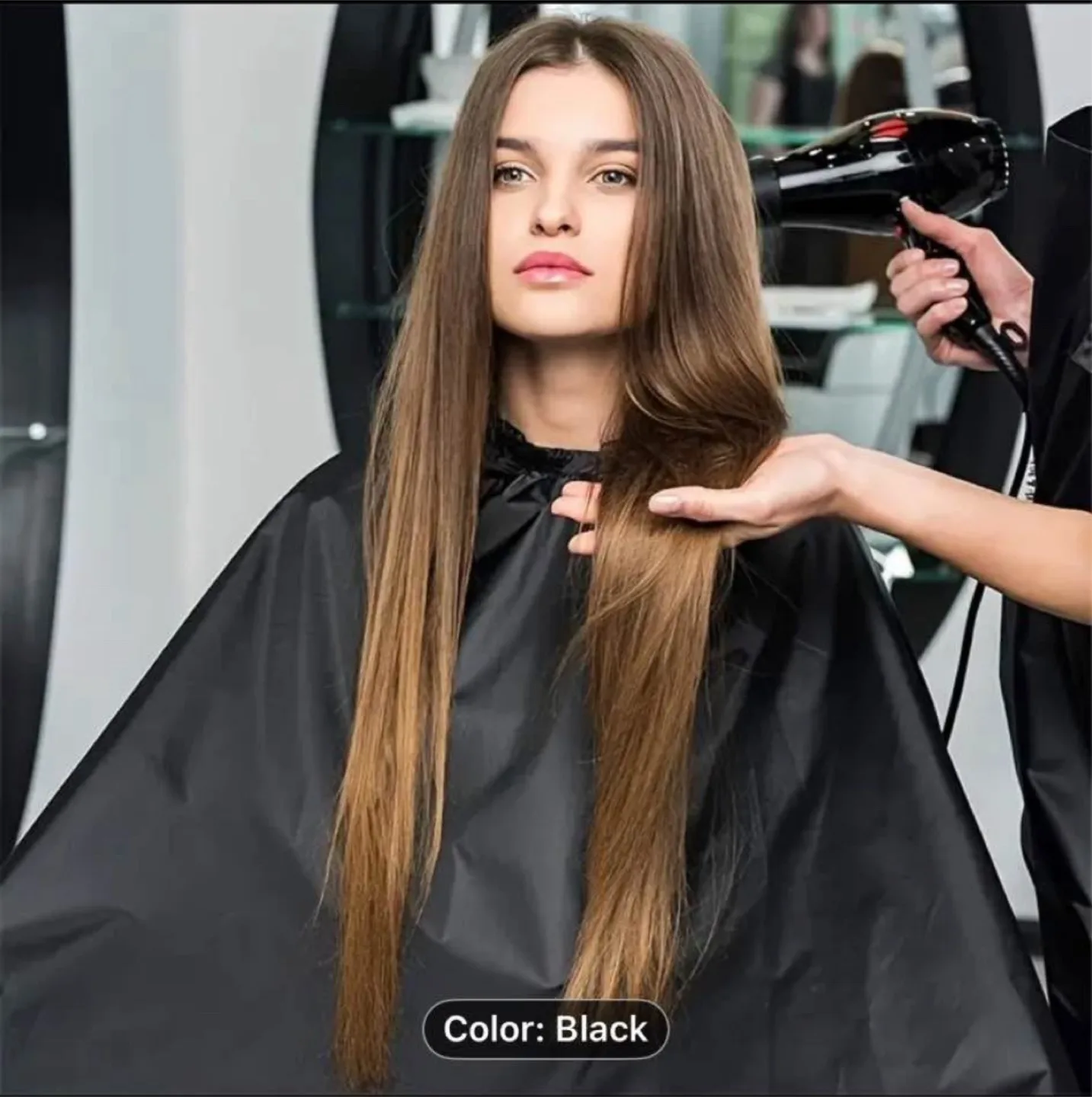 1pc Professional Black Barber Cape image indicator(3)