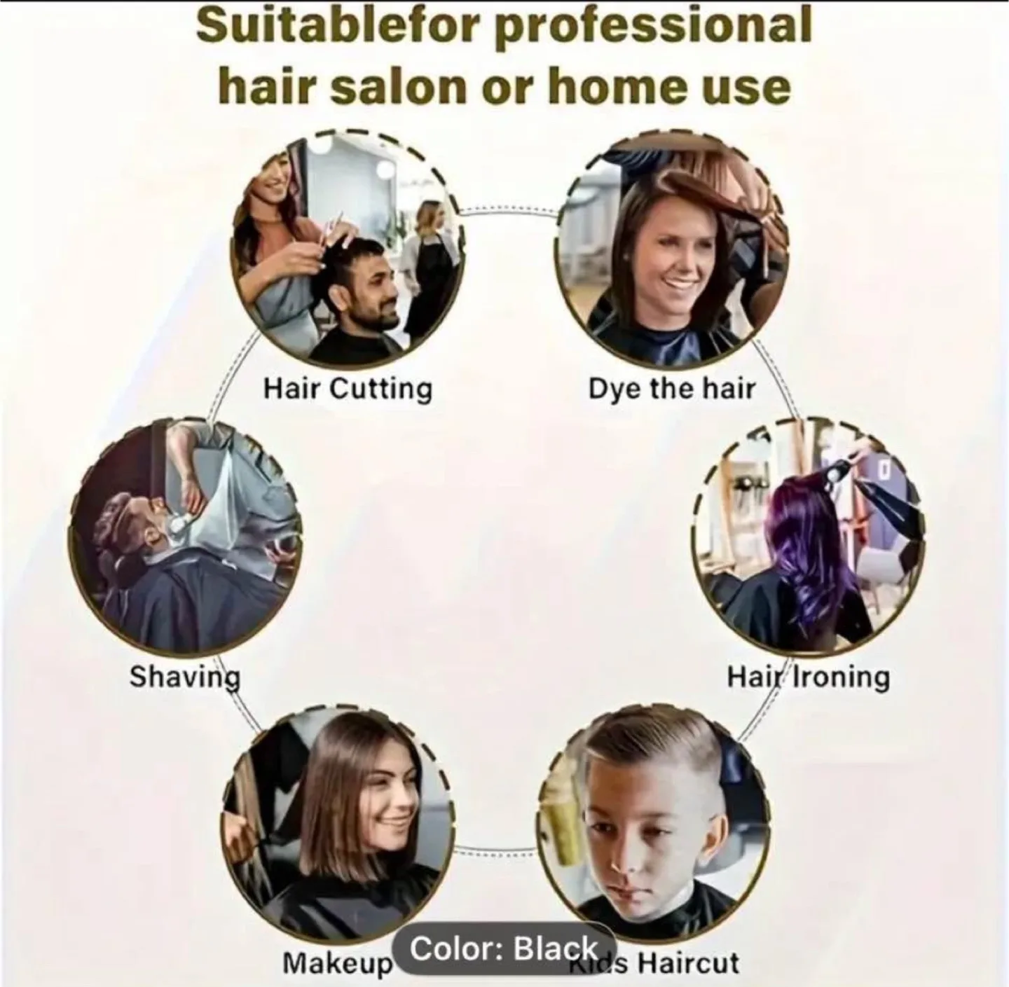 1pc Professional Black Barber Cape image indicator(7)