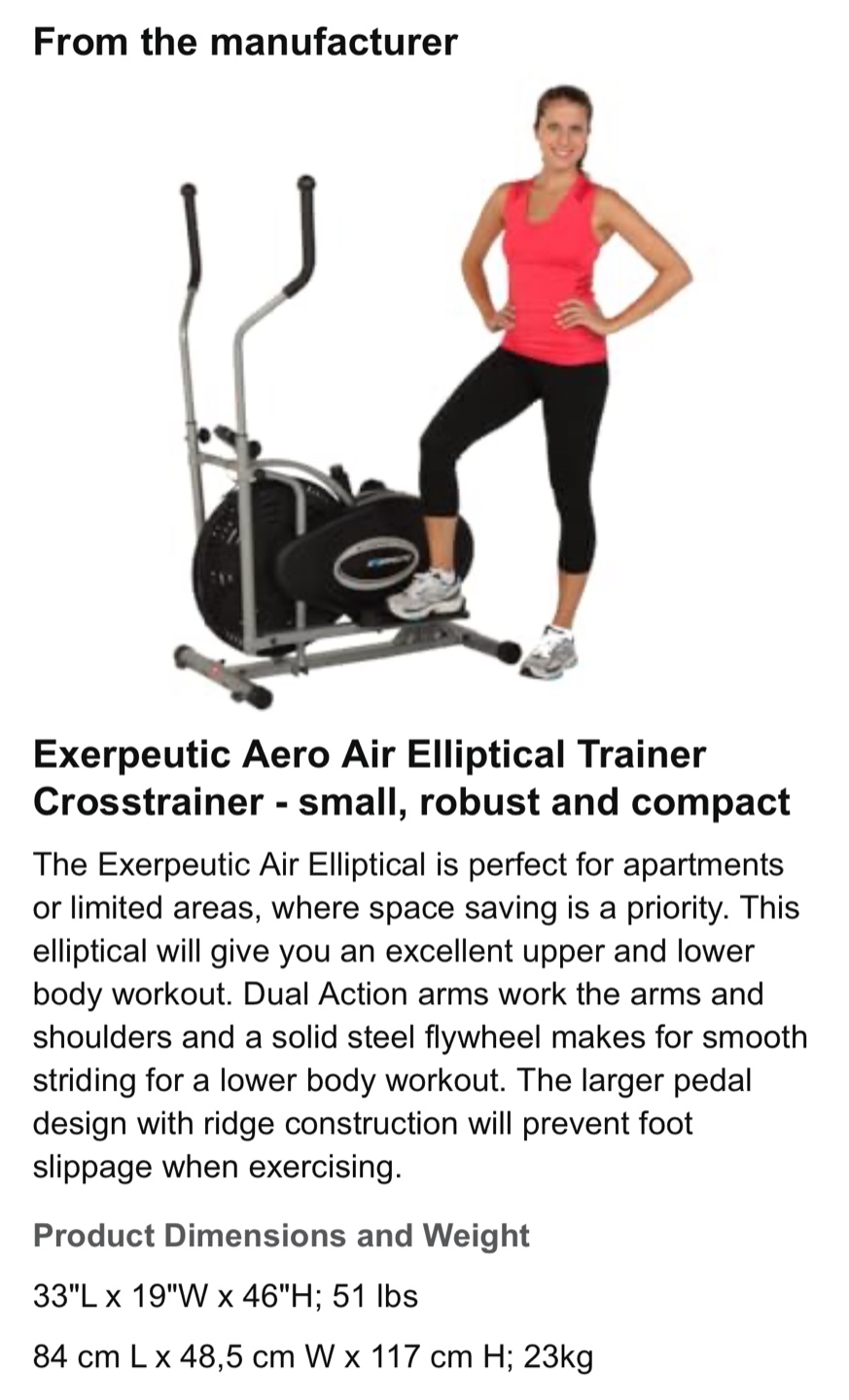 Exerpeutic Aero Air Elliptical Trainer - photo 5