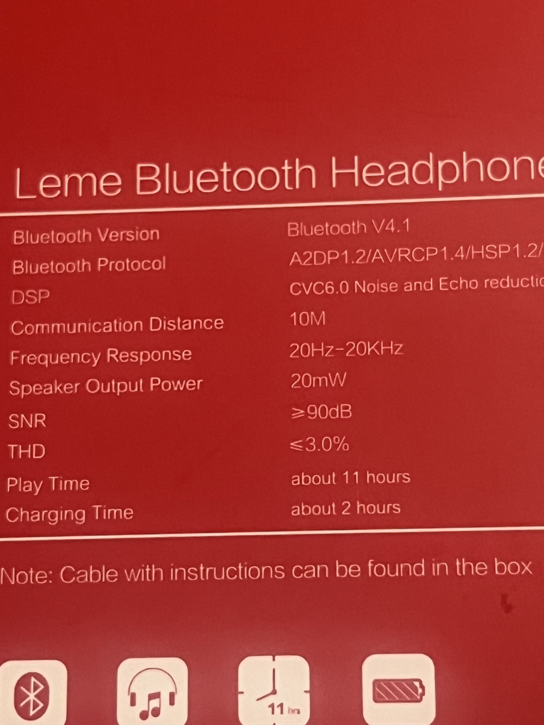 Leme Bluetooth Headphones - Red - photo 2