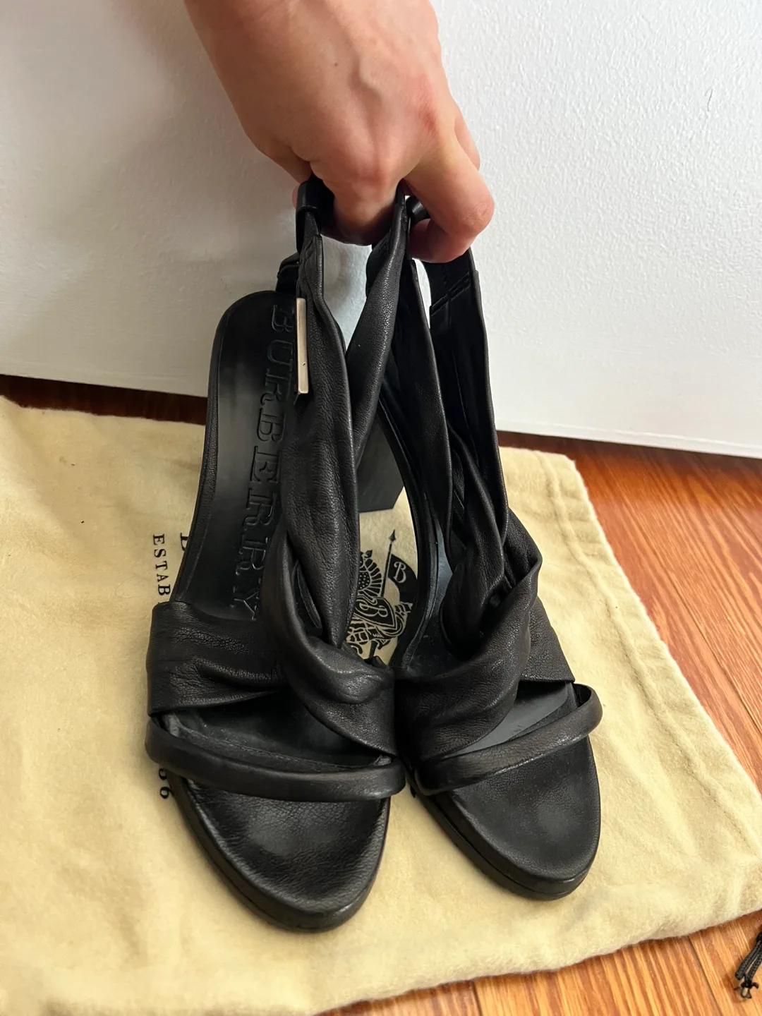 Burberry Black Leather Heels - Size 36.5 thumbnail