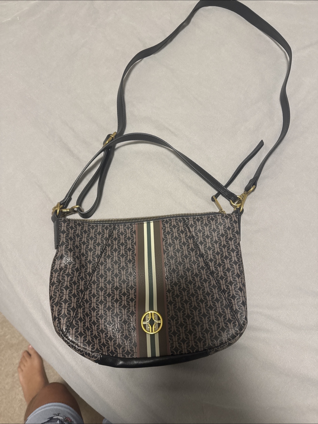 Fossil Brown Patterned Shoulder Bag