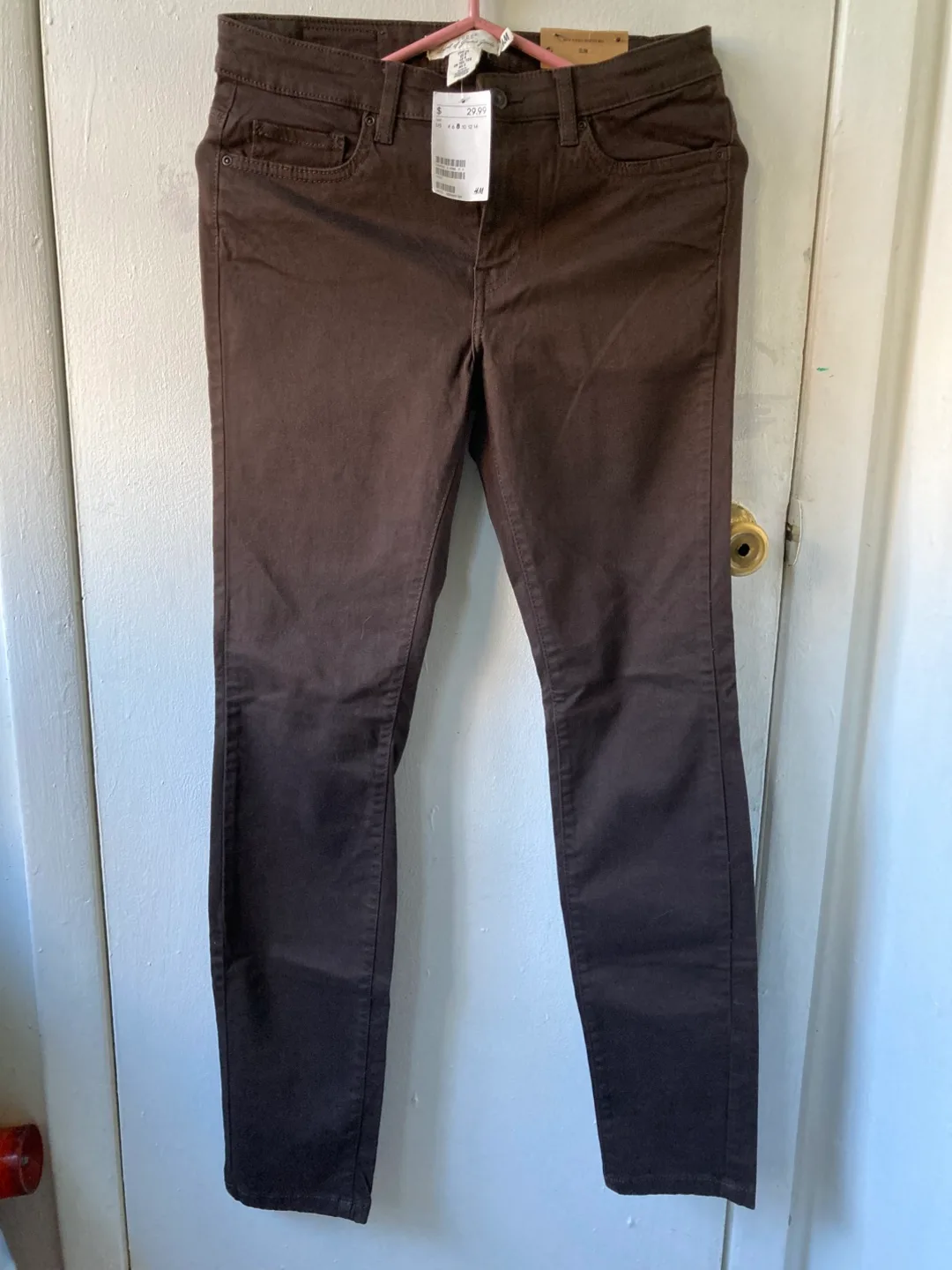 H&M LOGG Brown Slim Pants - Size US 8 thumbnail
