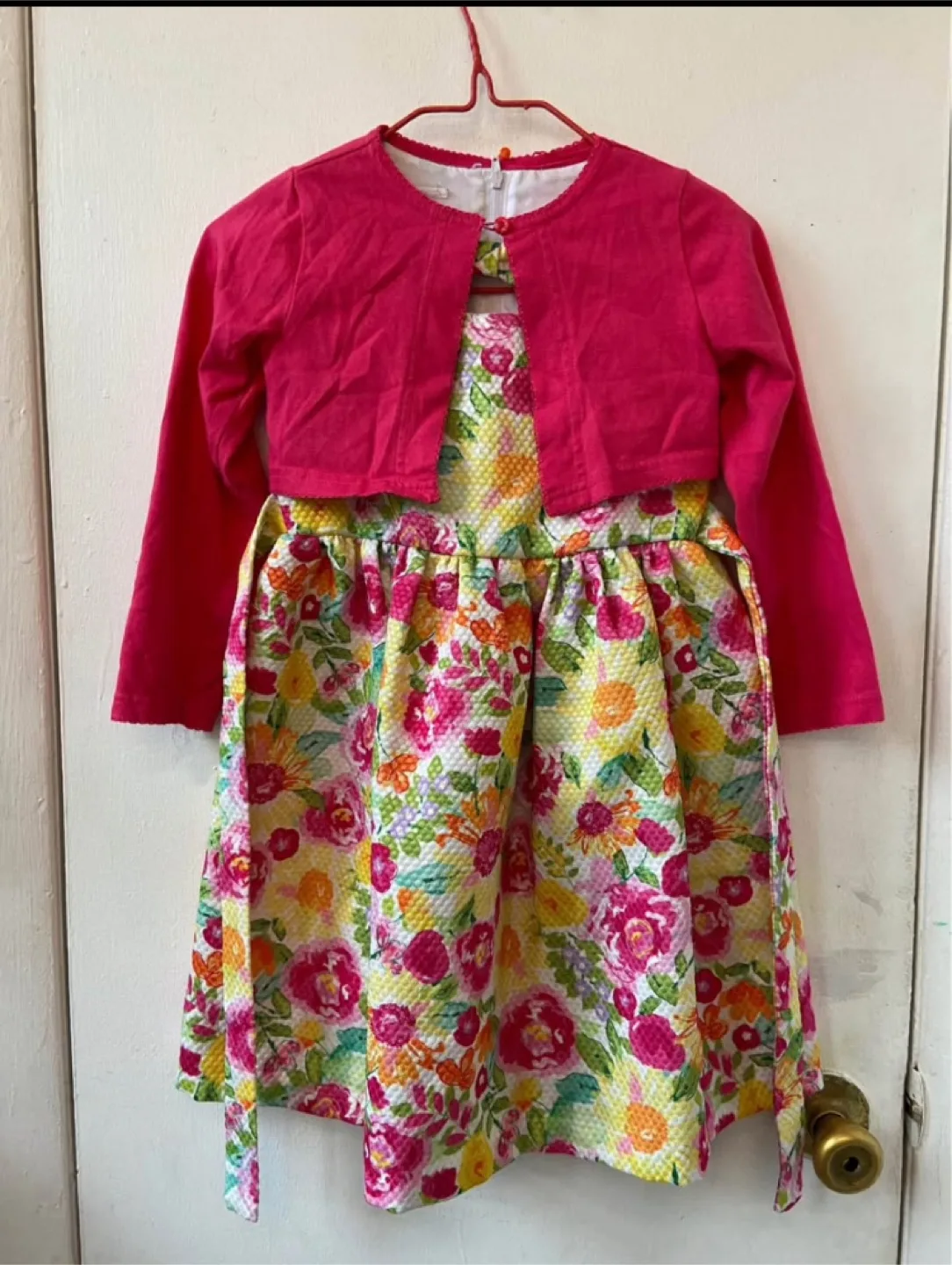 Girl's Floral Dress with Cardigan 5T thumbnail