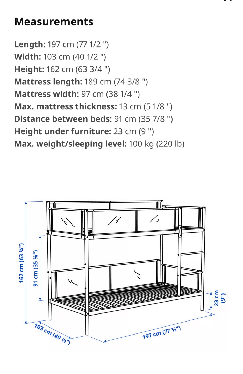 IKEA MYDAL Bunk Bed Frame - White/Grey - photo 3