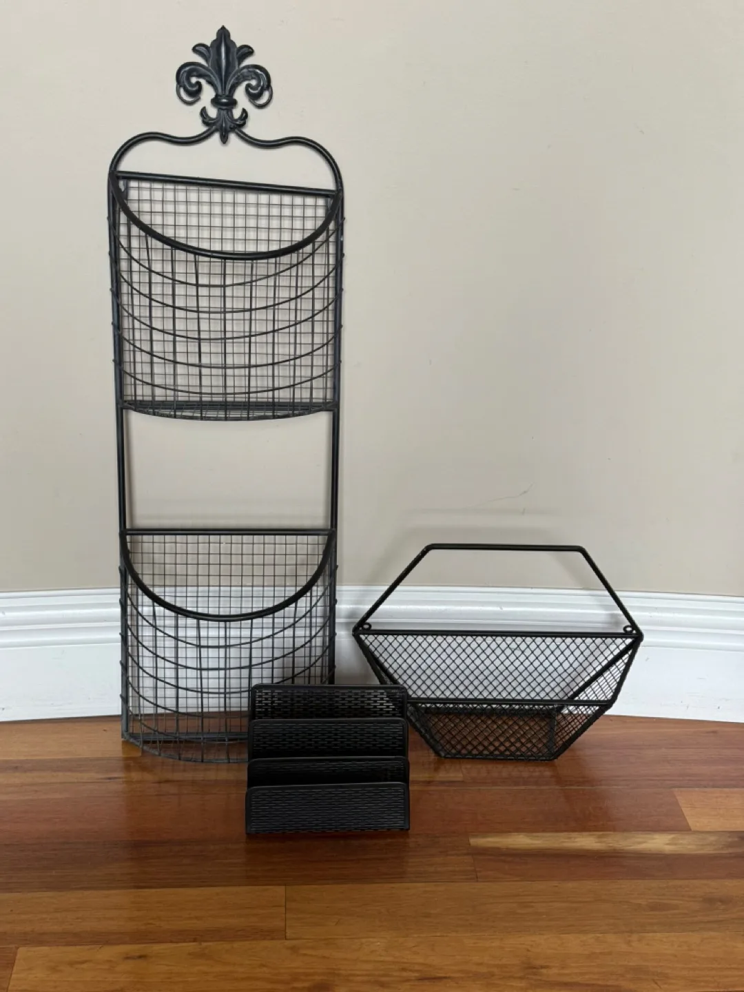 School Black Metal Wire Wall Basket & Accessories thumbnail