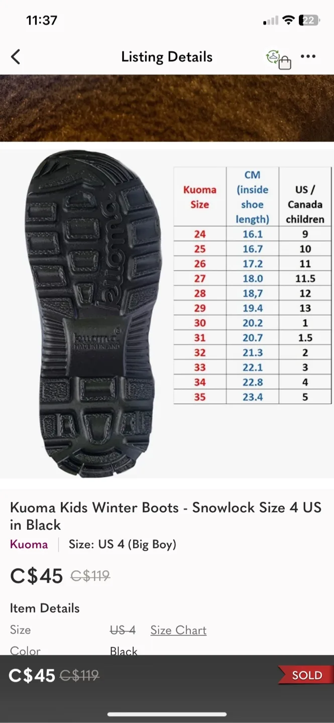 Kuoma Kids Snowlock Winter Boots - Size 4 image indicator(2)