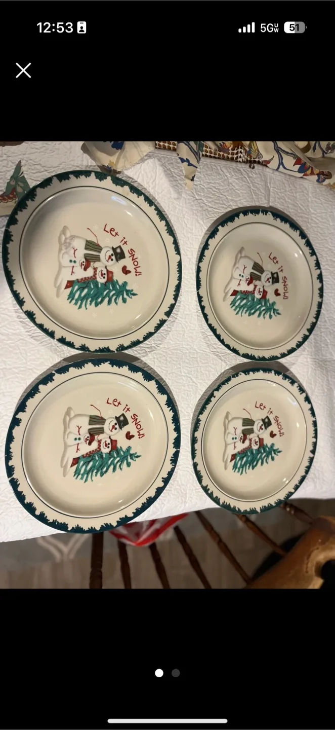 Snowman Christmas Plates - Set of 4