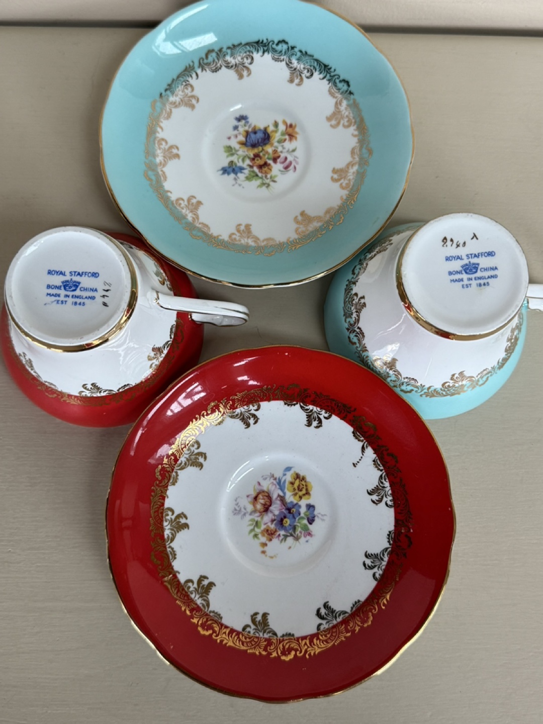 Royal Stafford Bone China Tea Cups & Saucers - photo 3