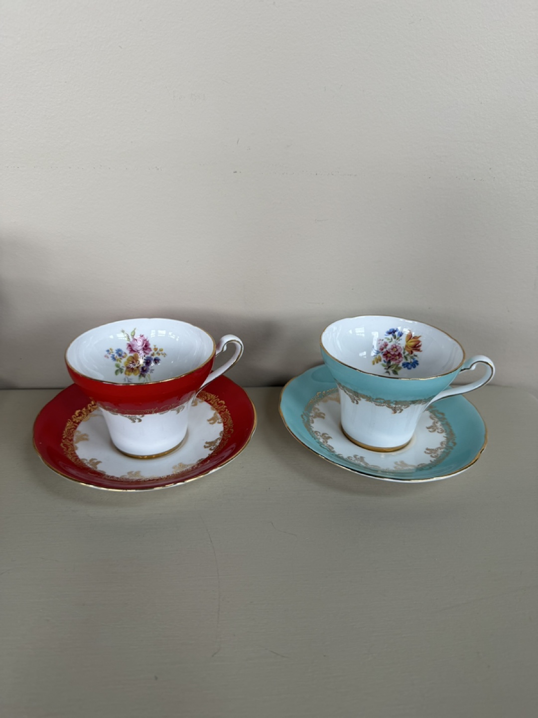 Royal Stafford Bone China Tea Cups & Saucers