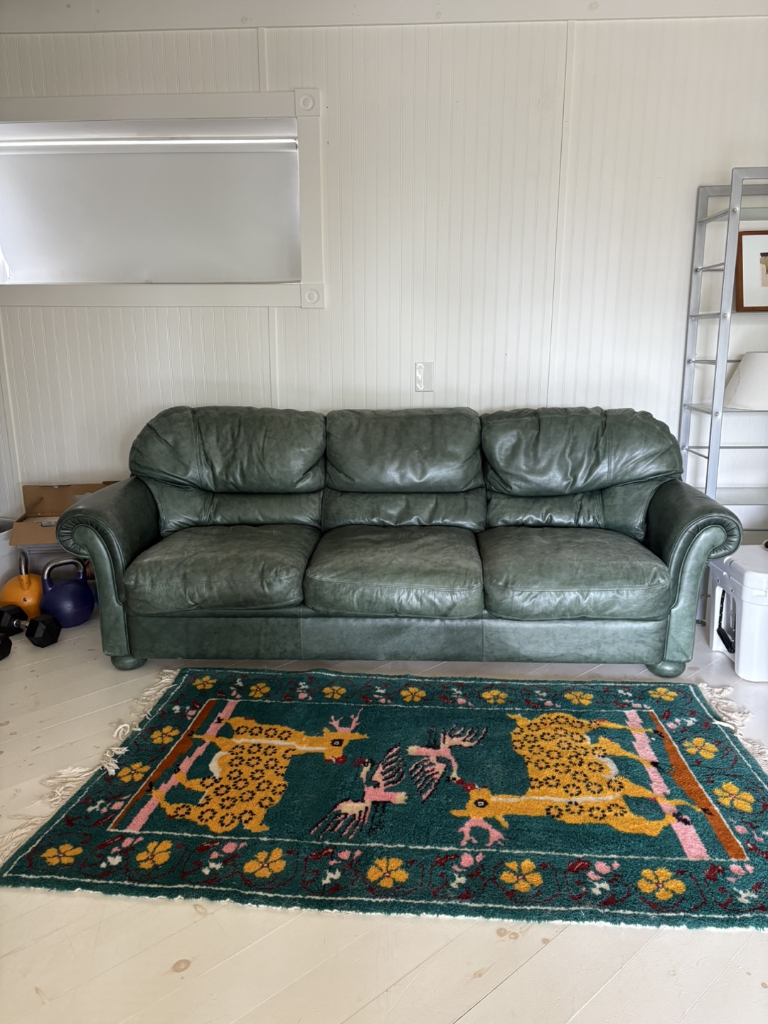 1980s Green Leather Sofa - 3 Seater - photo 2