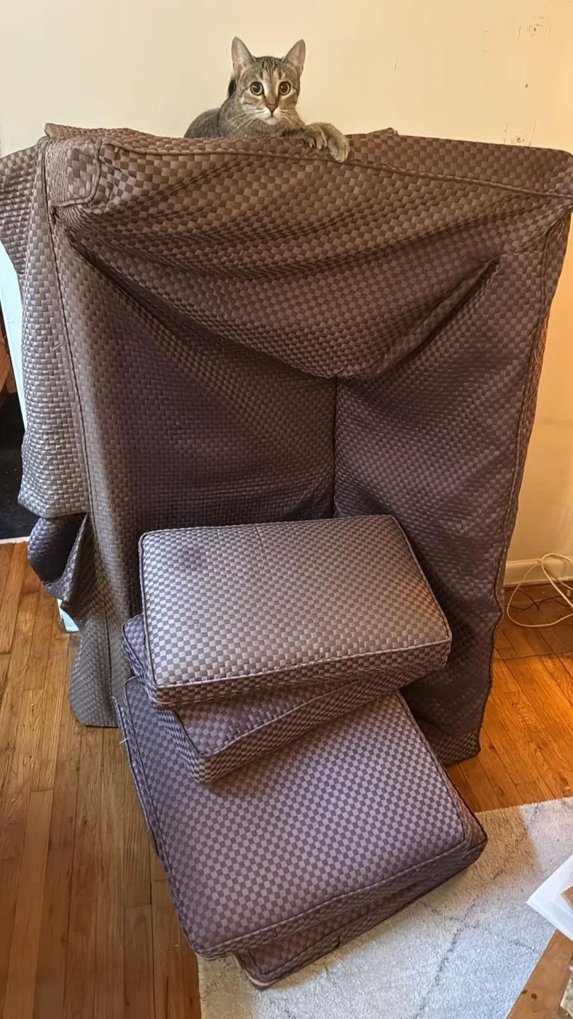 Free Lavender checkered loveseat image indicator(2)