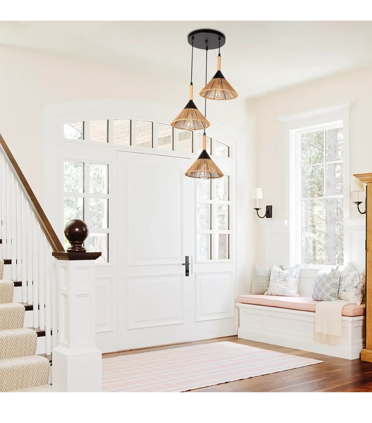 Darkaway Rattan Pendant Light - Boho 3-Light Fixture image indicator(6)