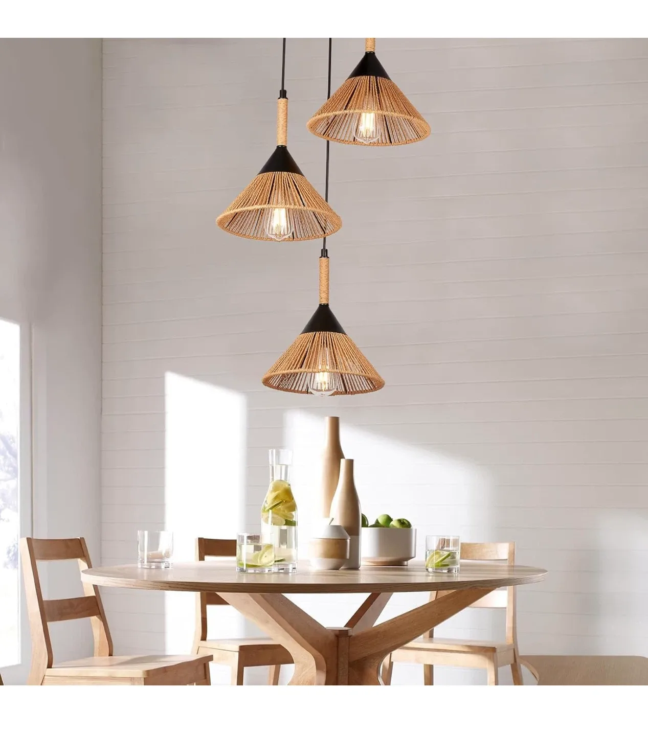 Darkaway Rattan Pendant Light - Boho 3-Light Fixture image indicator(7)