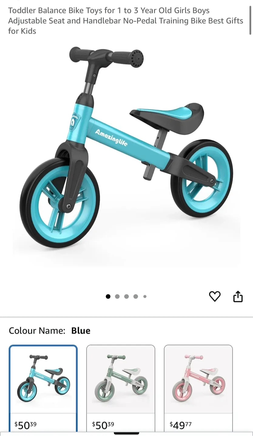 Amazinglife Toddler Balance Bike - Blue thumbnail