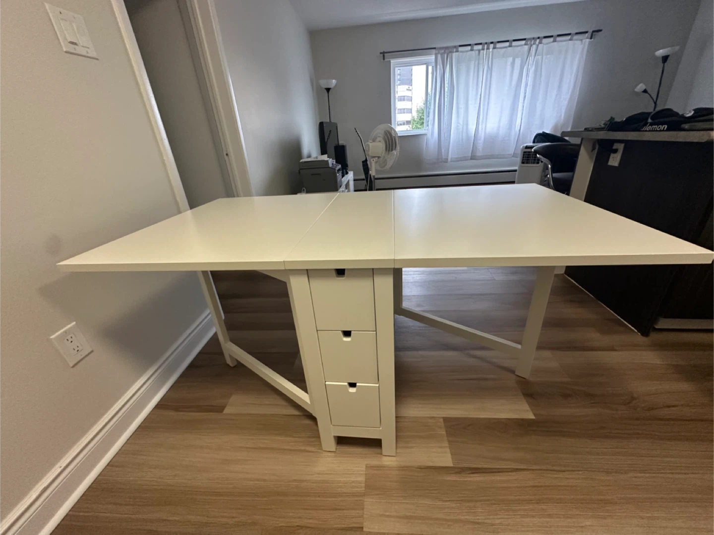 IKEA Norden Extendable White Table with Drawers - photo 2