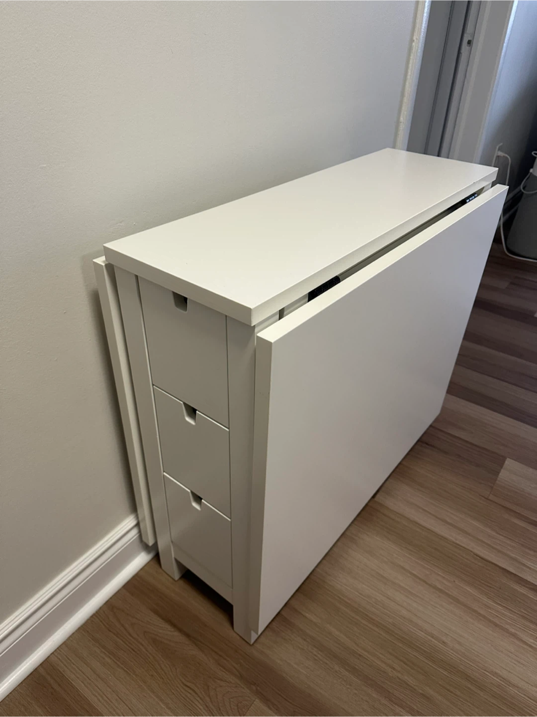 IKEA Norden Extendable White Table with Drawers - photo 5