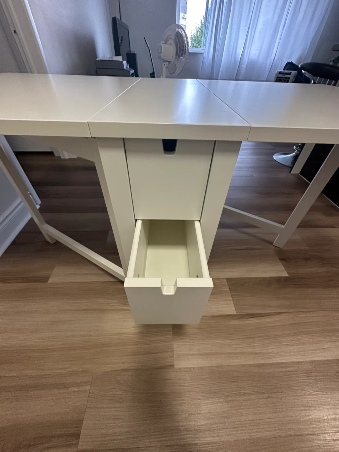 IKEA Norden Extendable White Table with Drawers - photo 3
