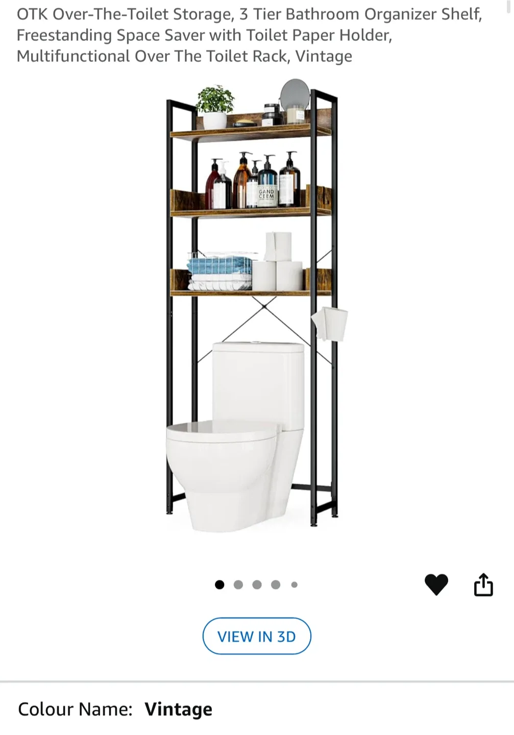 OTK Over-the-Toilet Bathroom Organizer Shelf - Vintage thumbnail