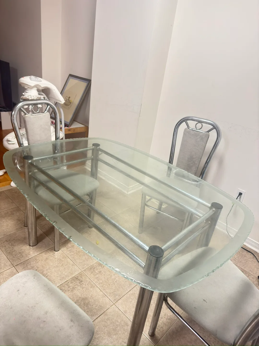 Glass Top Dining Table with 4 Chairs thumbnail