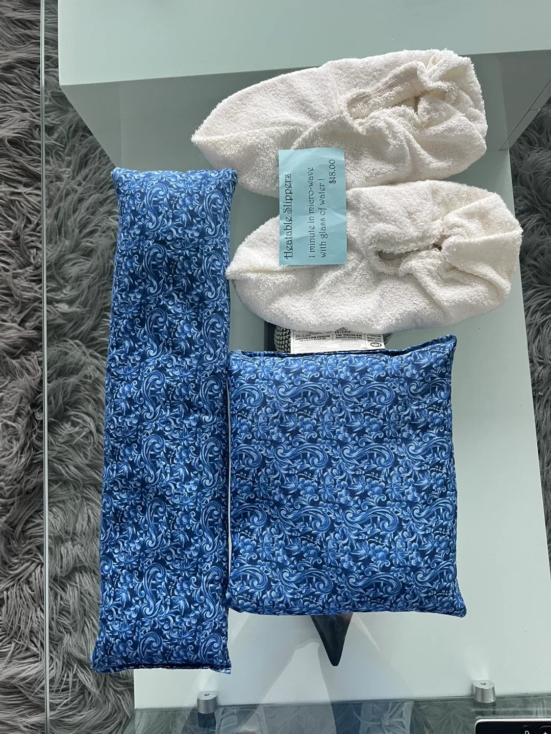 Heatable Slippers + Blue Floral Set thumbnail