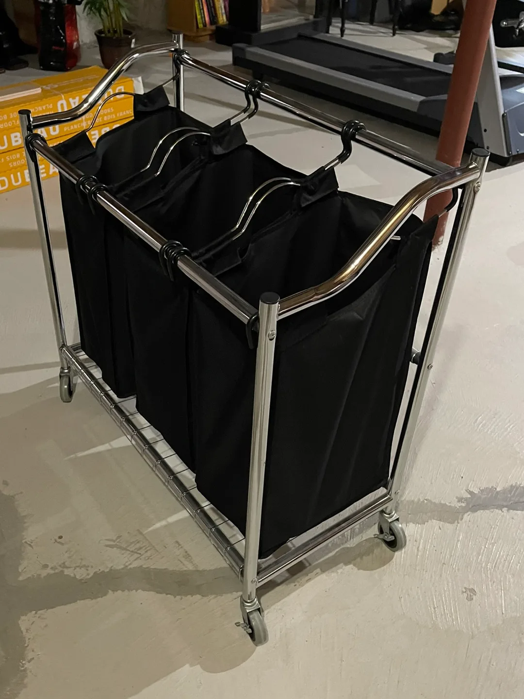 Triple Laundry Sorter Cart - Chrome & Black image indicator(2)