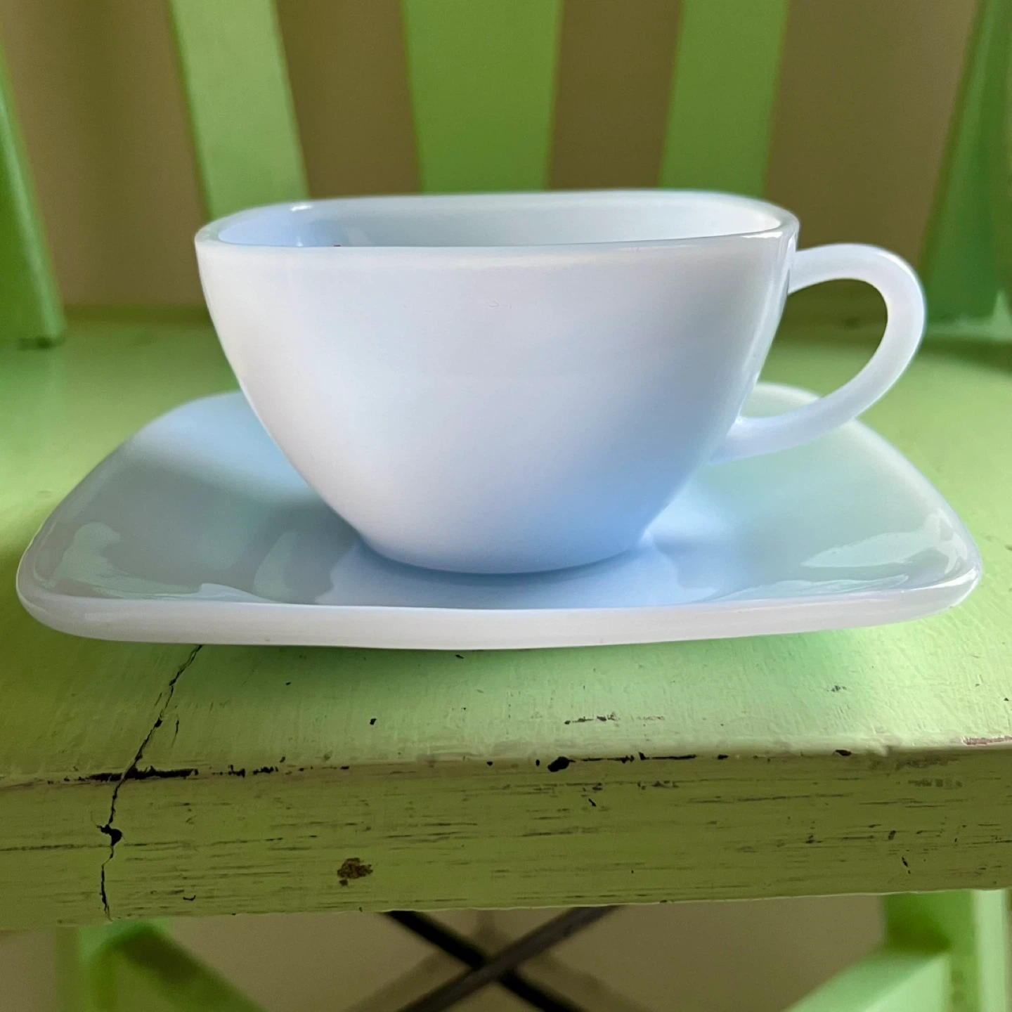 Anchor Hocking Fire King Azurite Blue Charm Cup and Saucer Set